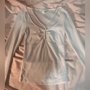 WHITE LONG SLEEVE T-SHIRT WITH CUT OUTS